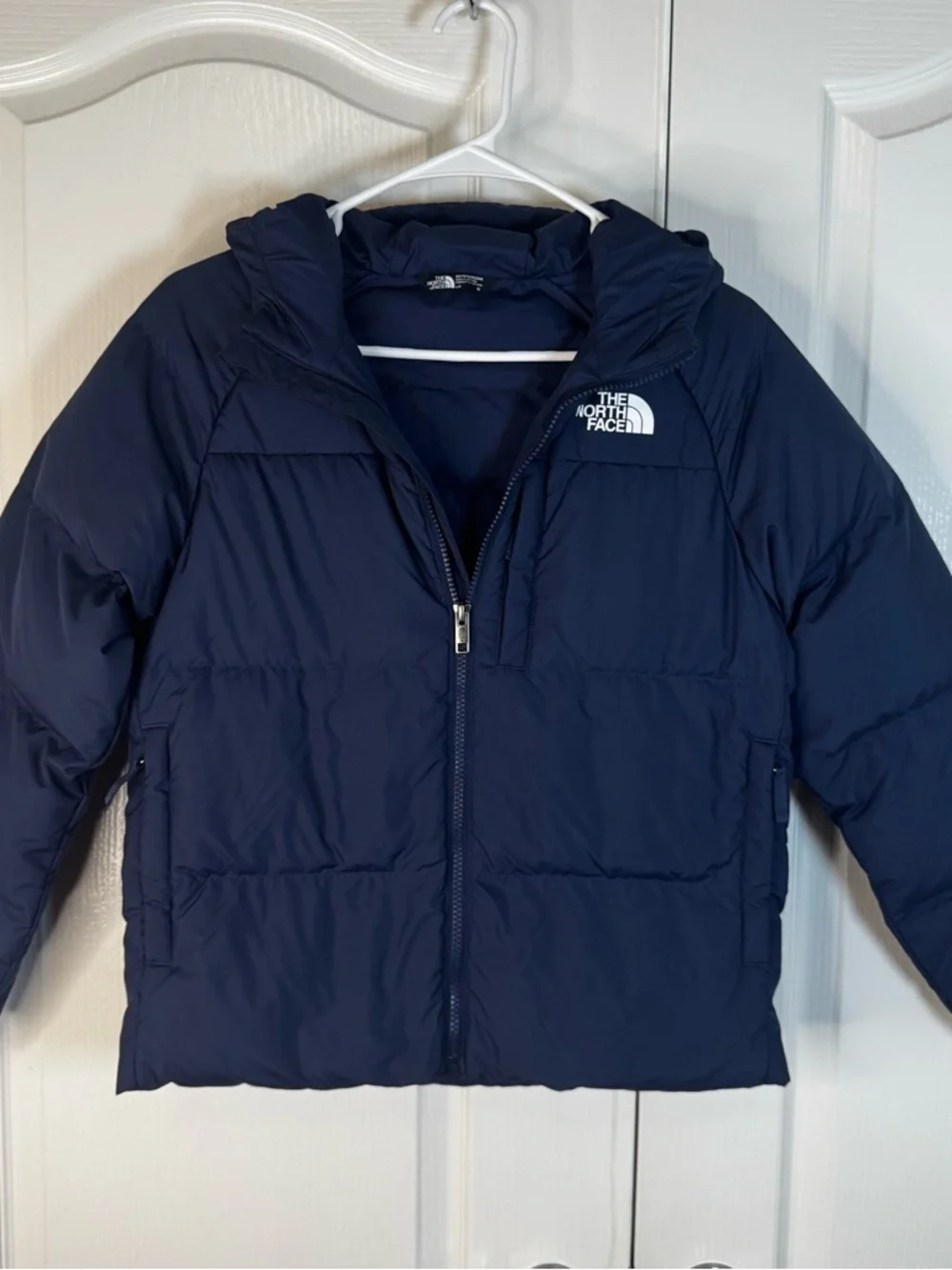 The North Face Navy Hooded Down Puffer Kids Jacket